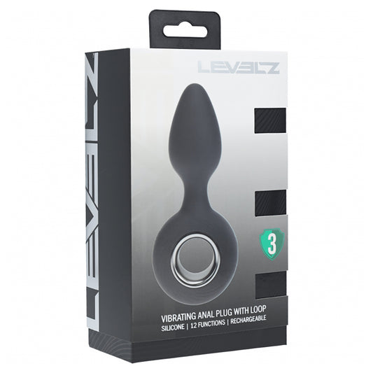 Levelz Vibrating Silicone Anal Plug With Loop Black