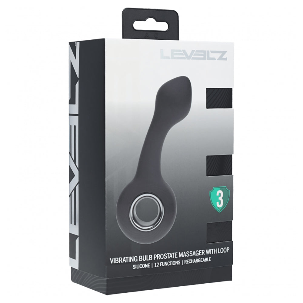Levelz Vibrating Bulb Silicone Prostate Massager With Loop Black