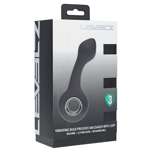 Levelz Vibrating Bulb Silicone Prostate Massager With Loop Black