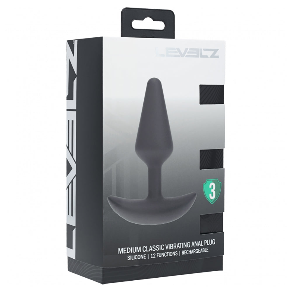 Levelz Classic Vibrating Silicone Anal Plug Black
