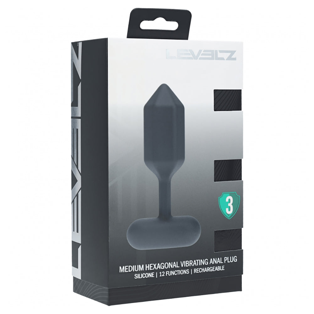 Levelz Hexagonal Vibrating Silicone Anal Plug Black