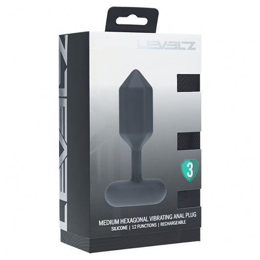 Levelz Hexagonal Vibrating Silicone Anal Plug Black
