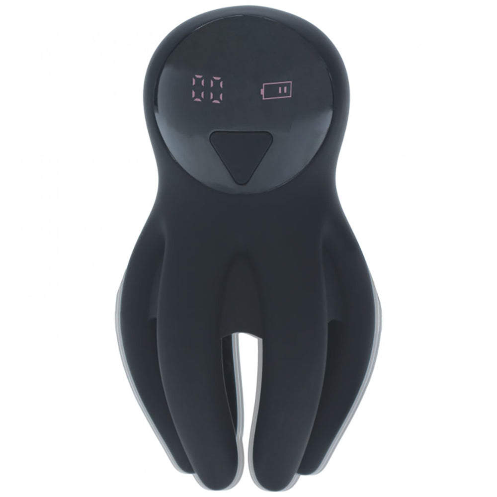 Levelz Digital Vibrating Silicone Penis Head Stimulator With Tentacles Black