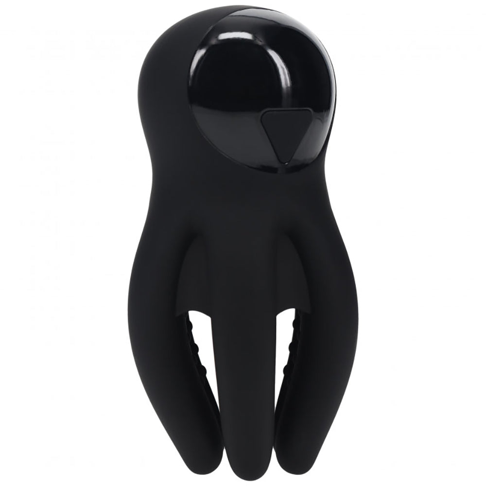 Levelz Digital Vibrating Silicone Penis Head Stimulator With Tentacles Black