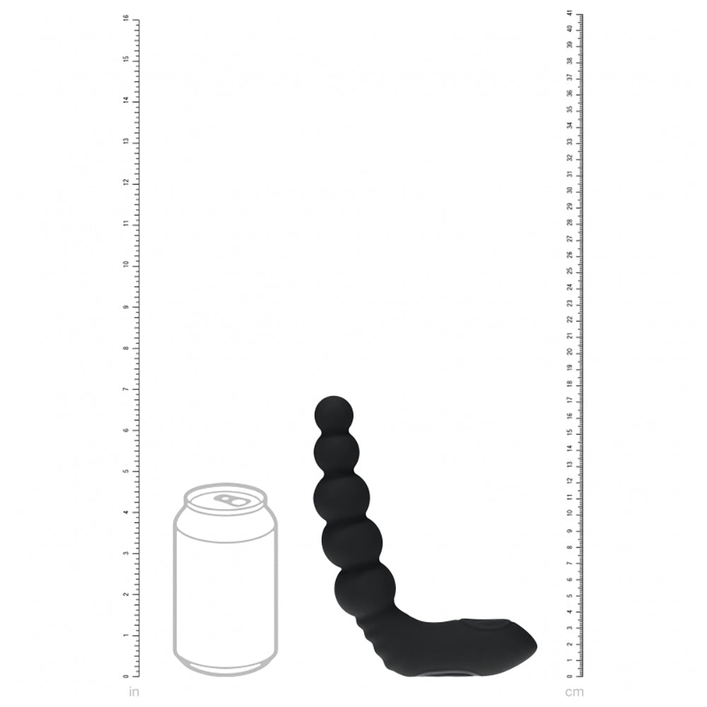 Levelz Vibrating Heating Bendable Tapping Beaded Silicone Prostate Stimulator Black