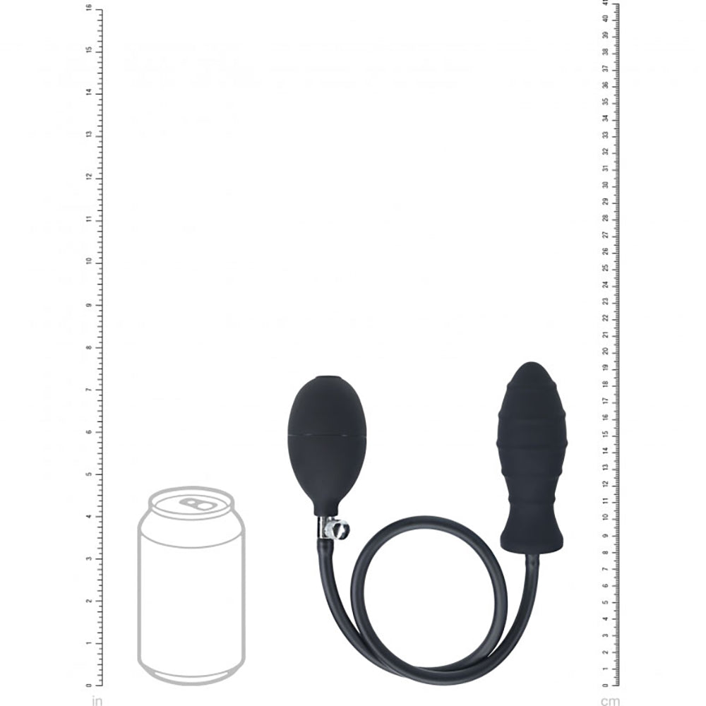 Levelz Ribbed Inflatable Silicone Anal Plug Black