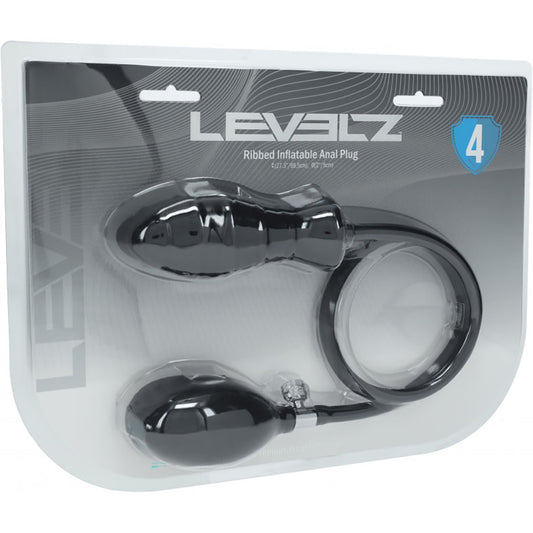 Levelz Ribbed Inflatable Silicone Anal Plug Black