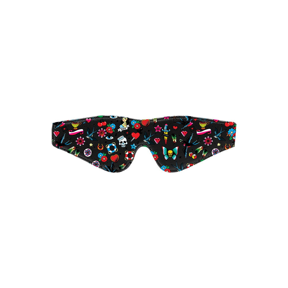 Ouch! Printed Eye Mask Old School Tattoo Style Black