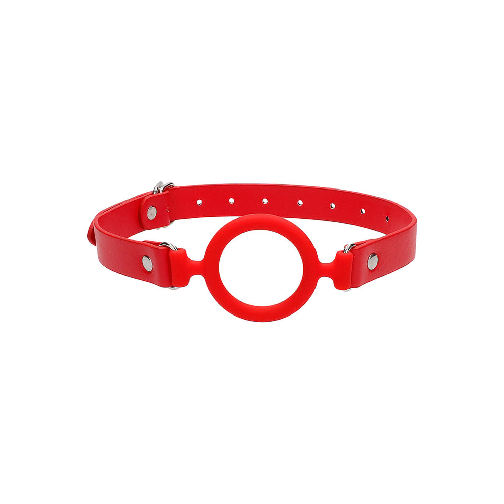 Ouch! Silicone Ring Gag With Leather Straps Red