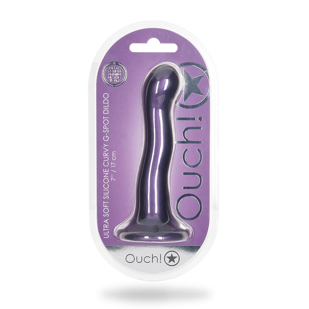 Ultra Soft Silicone Curvy G-Spot Dildo 7" Metallic