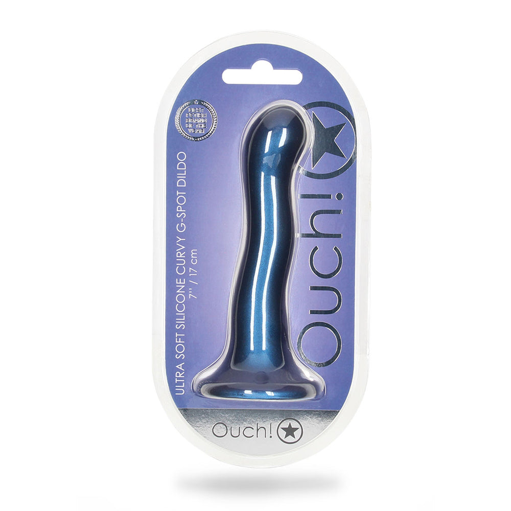 Ultra Soft Silicone Curvy G-Spot Dildo 7" Metallic