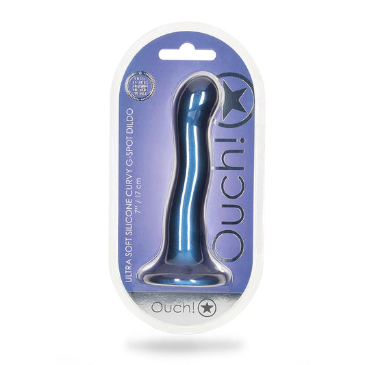 Ultra Soft Silicone Curvy G-Spot Dildo 7" Metallic