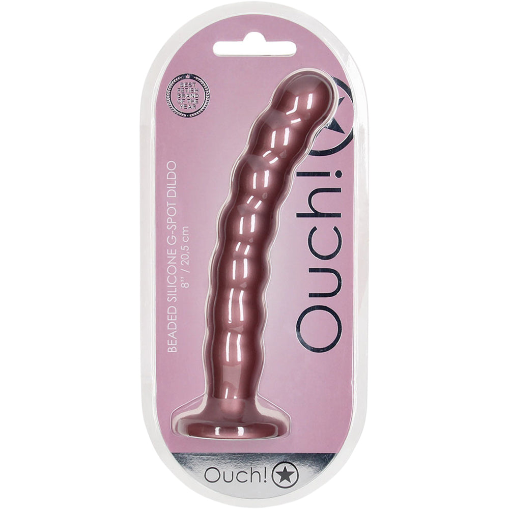Ouch! Beaded G-Spot Dildo 8" Rose Gold