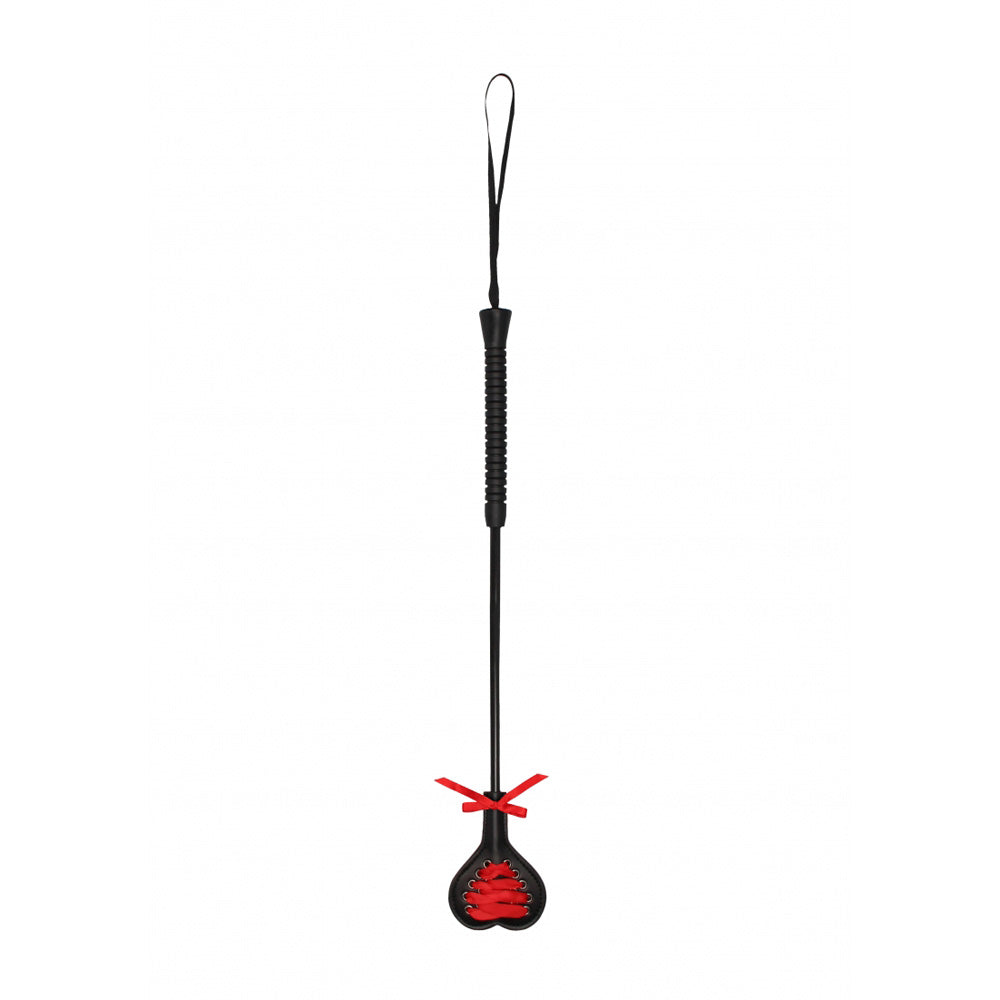 Ouch! Crop Black Heart With Red Lace Large