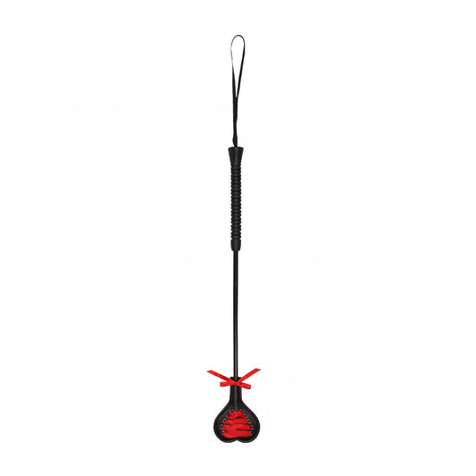 Ouch! Crop Black Heart With Red Lace Large