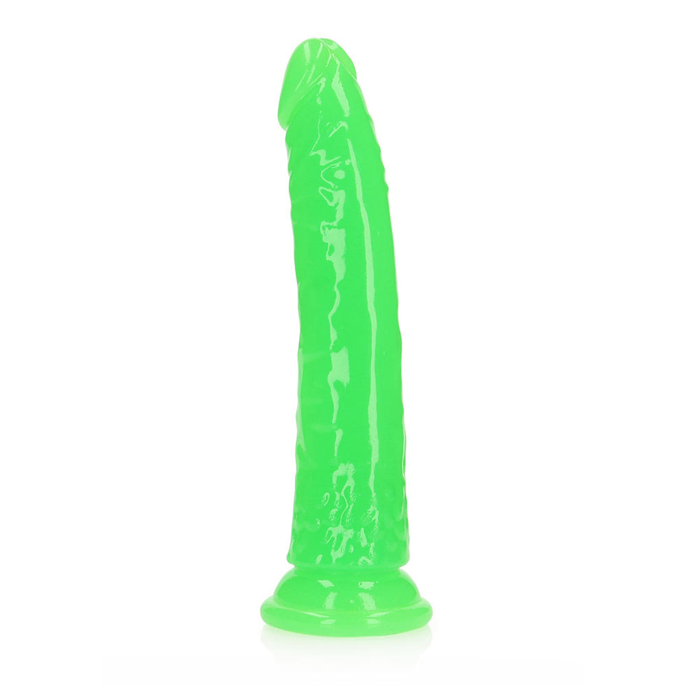 Realrock Glow In The Dark Slim Dildo 8''  Neon Green