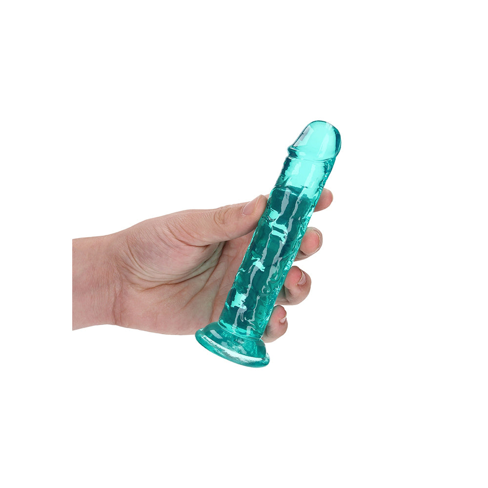 Realrock Crystal Clear Straight Realistic Dildo With Suction Cup 6'' Turquoise