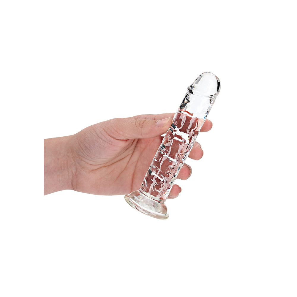 Realrock Crystal Clear Straight Realistic Dildo With Suction Cup 6'' Transparent