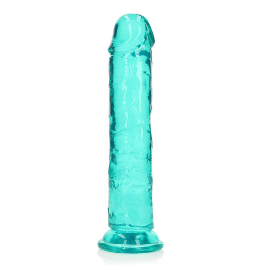 Realrock Crystal Clear Straight Realistic Dildo With Suction Cup 8'' Turquoise