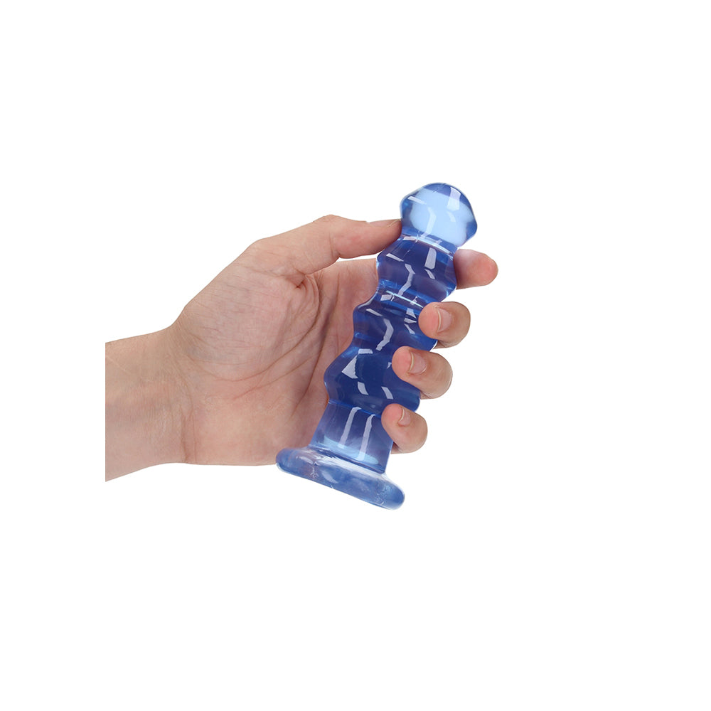 Realrock Crystal Clear Curvy Dildo Or Butt Plug 5.5'' Blue