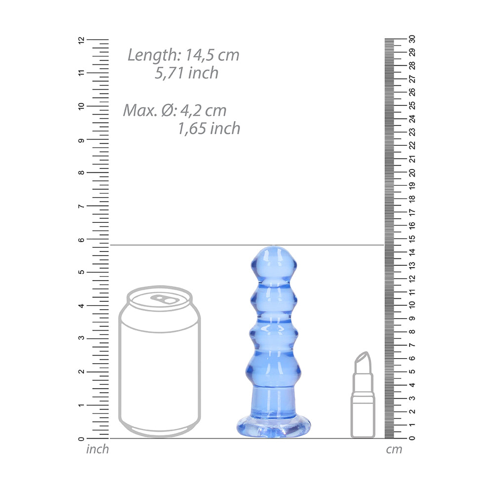 Realrock Crystal Clear Curvy Dildo Or Butt Plug 5.5'' Blue