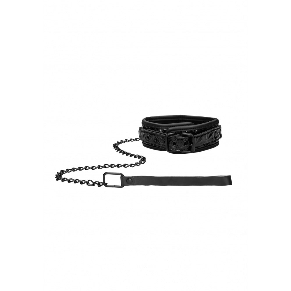 Ouch! Luxury Collar With Leash Black