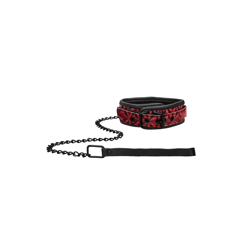 Ouch! Luxury Collar With Leash Burgundy