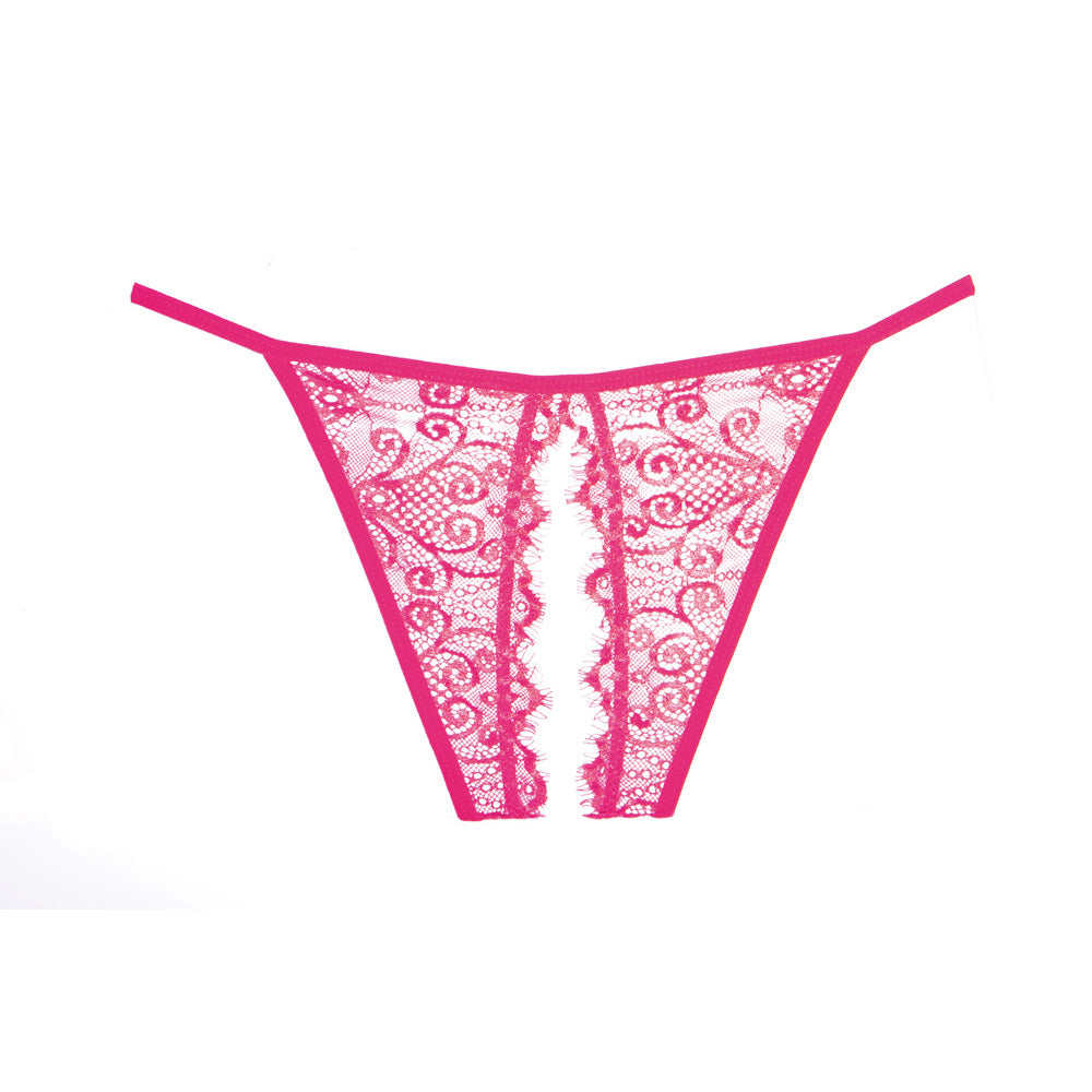 Adore Enchanted Belle Panty Crotchless One Size Hot Pink