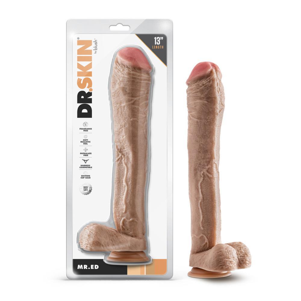 Dr. Skin Mr. Ed 13" Dildo With Balls Beige
