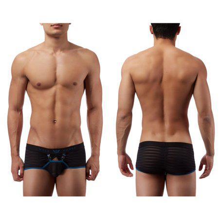 Male Power Clip Tease Clip Mini Short Boxer Briefs Black - Large