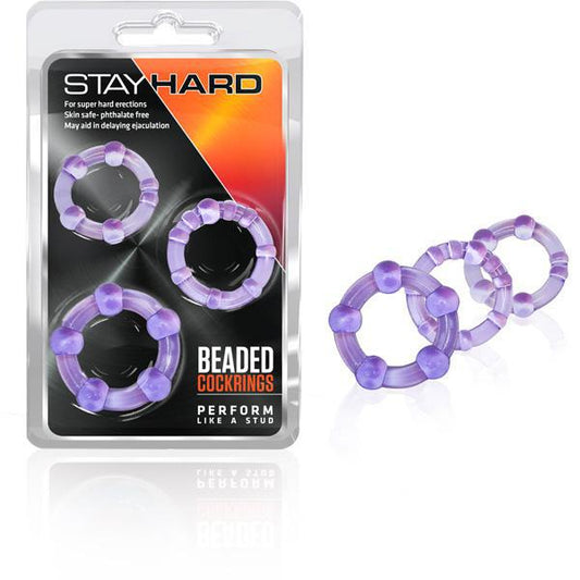 Stay Hard Beaded Cockrings Purple