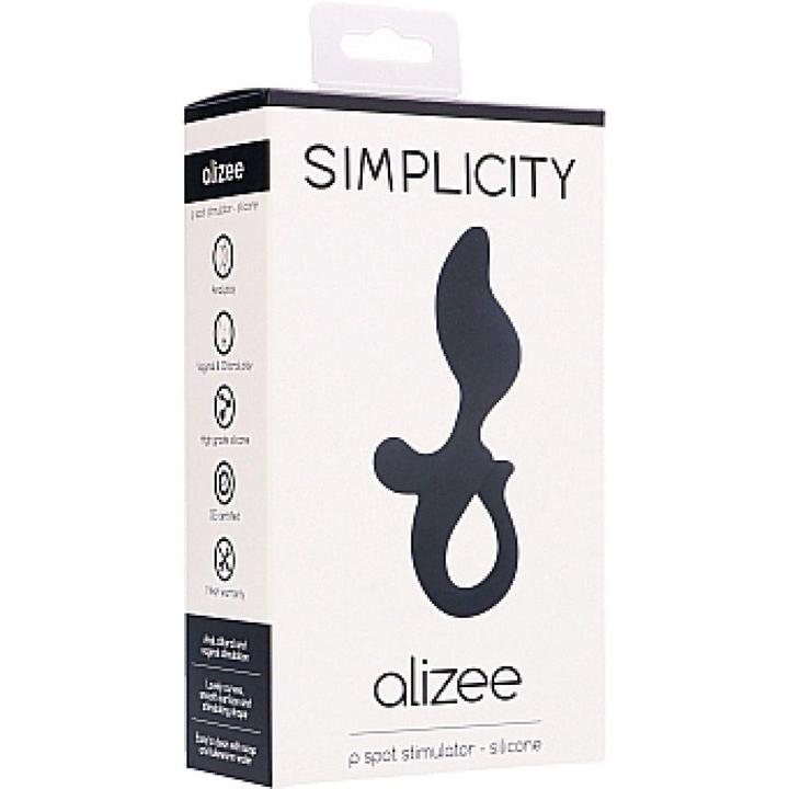 Simplicity Alizee Silicone P-Spot Stimulator for Men, 5.5", Classic Black