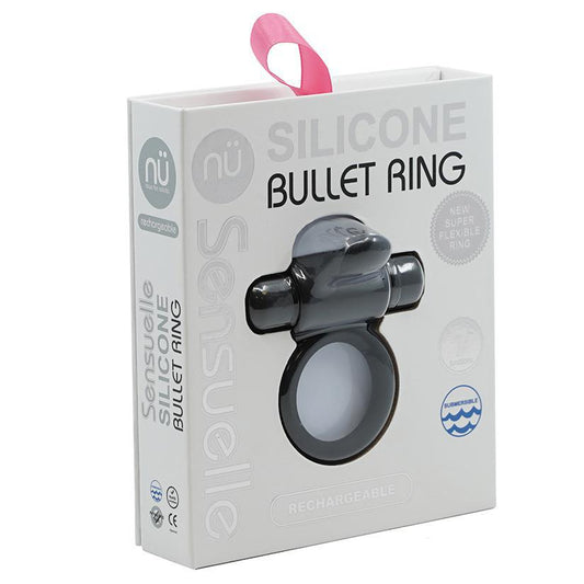 Sensuelle 7 Function Silicone Bullet Ring - Black