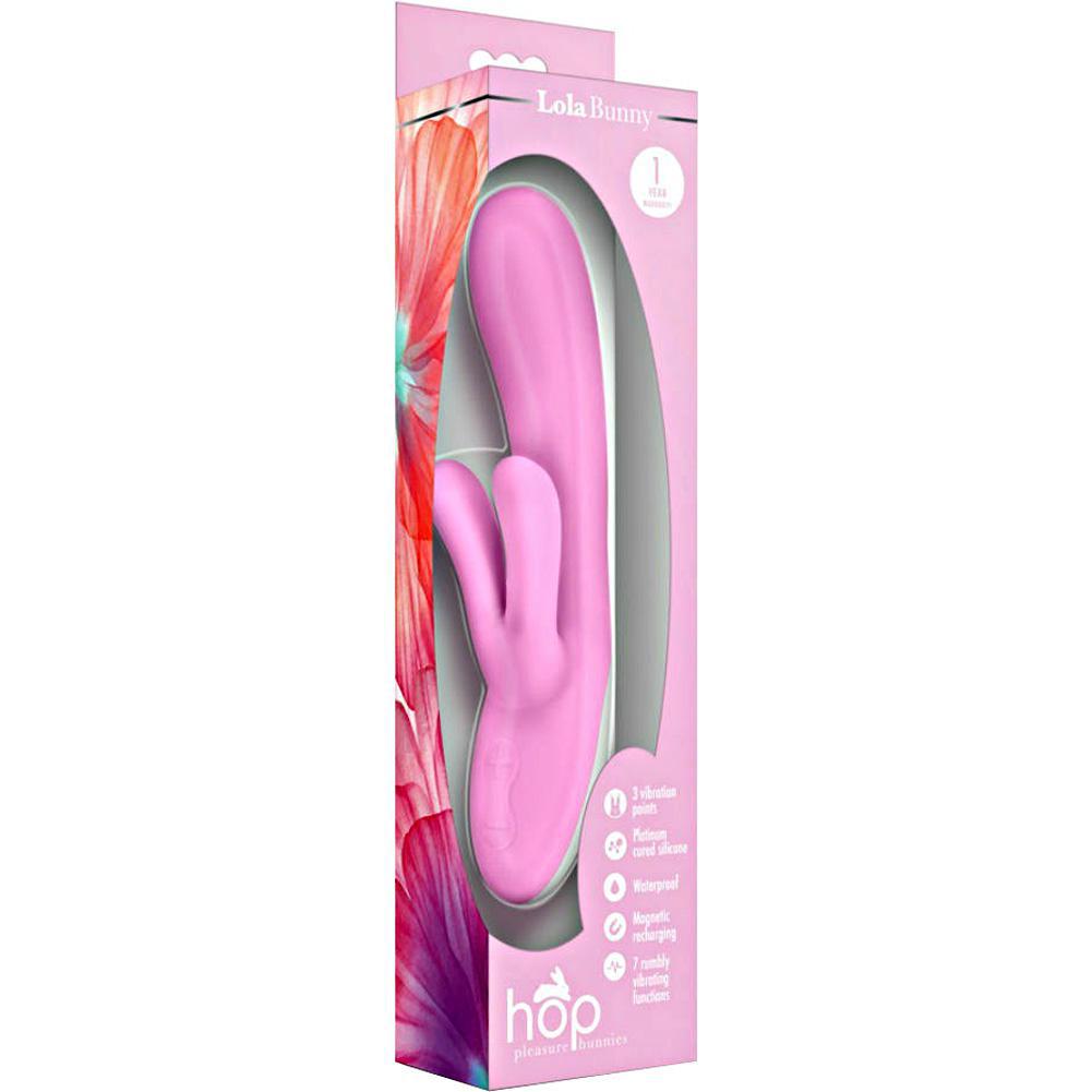 Hop Pleasure Bunnies Lola Bunny Silicone Vibrator, 7", Soft Pink