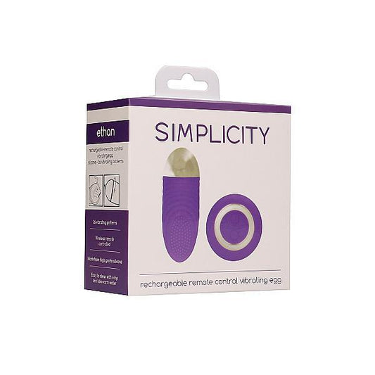 Simplicity Ethan Rechargeable Remote Control Vibrating Egg Purple