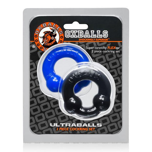 Ultraballs 2-Pack Cock Ring Black & Police Blue