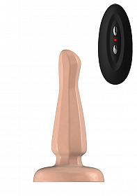 Buttplug - Rubber Vibrating - 5 Inch - Model 3 - Flesh