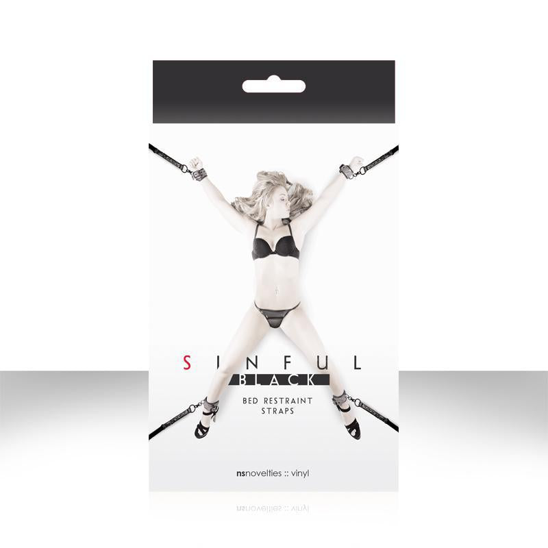 SINFUL-BLACK-BED RESTRAINTS STRAPS