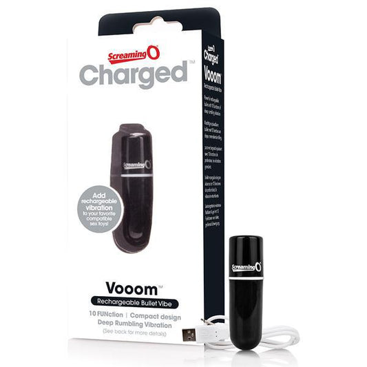 Screaming O Charged Vooom Rechargeable Bullet Vibe Black 1Ct