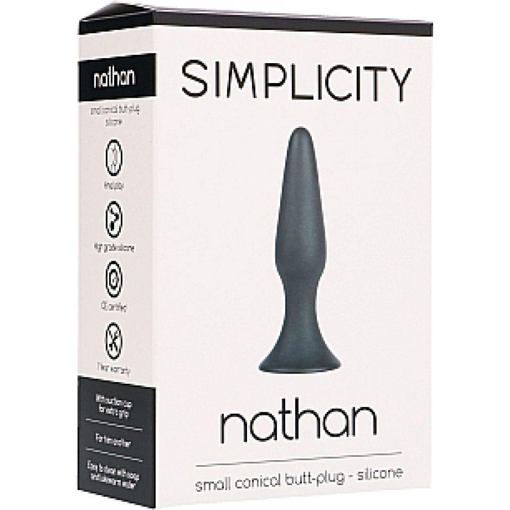 Simplicity NATHAN small conical butt-plug with suction cup - Black