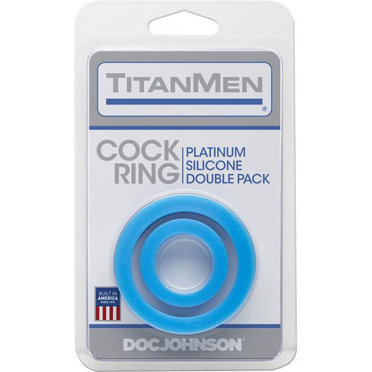 TITANMEN SILICONE COCK RINGS DOUBLE PACK BLUE