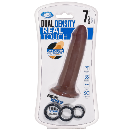 CLOUD 9 DUAL DENSITY DILDO TOUCH 7IN W/ NO BALLS BROWN