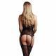 Le Desir Suspender Rhinestone Bodystocking Black