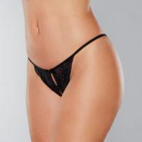 Adore Lace Open Panty Double Mini Bow Detail In The Front And Back Black One Size - Temptations