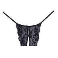 Adore Lace Open Panty Double Mini Bow Detail In The Front And Back Black One Size - Temptations