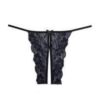 Adore Lace Open Panty Double Mini Bow Detail In The Front And Back Black One Size - Temptations