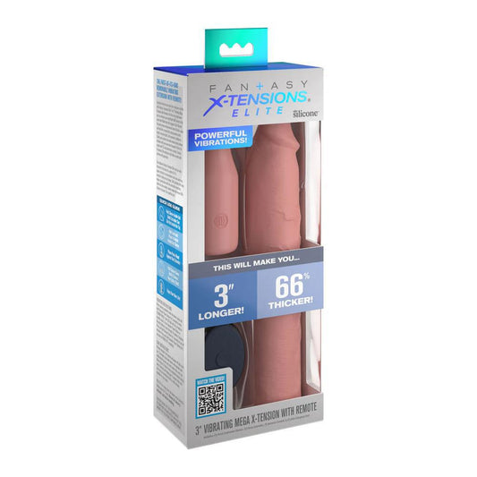 Fantasy X-Tensions Elite 9'' Sleeve Vibrating 3'' Plug W/Remote Light