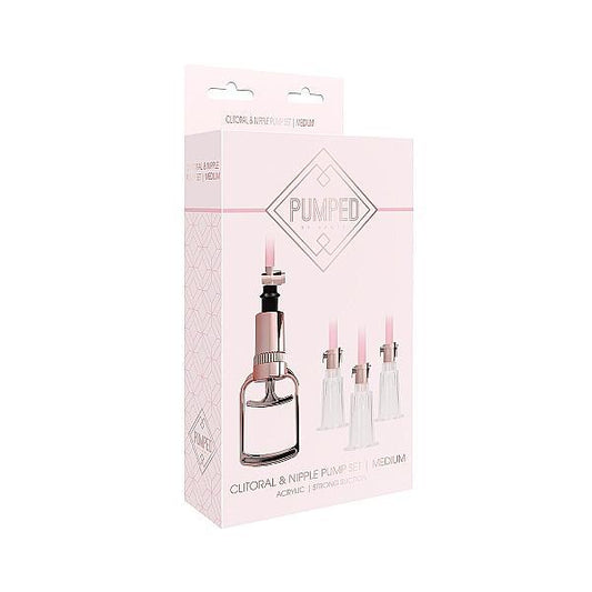 Shots Pumped Clitoral & Nipple Pump Set Medium Rose Gold