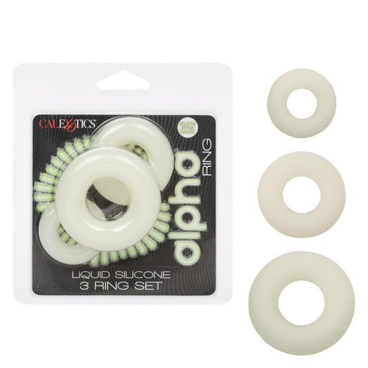 Alpha Glow - In - The - Dark Liquid Silicone 3 Ring Set - Temptations