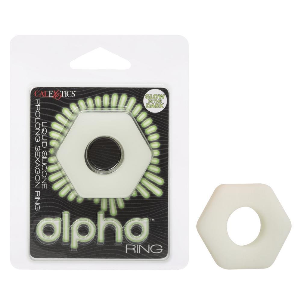 Alpha Glow - In - The - Dark Liquid Silicone Prolong Sexagon Ring - Temptations
